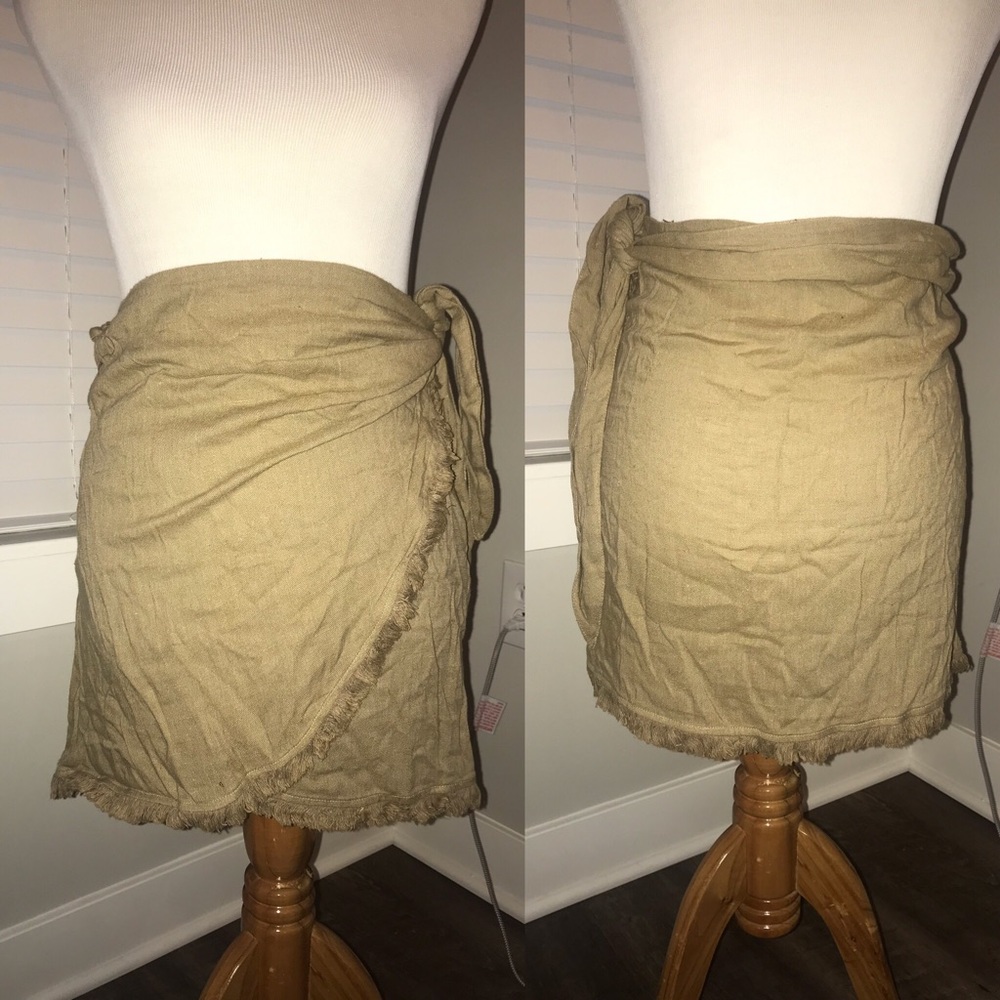 free people tan wrap skirt never worn - size M